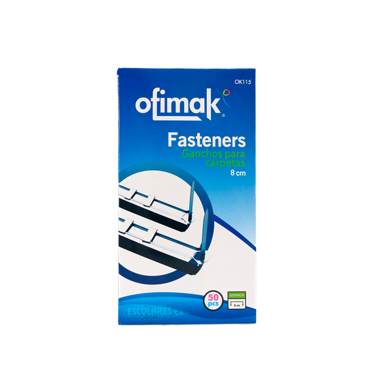 CAJA DE GANCHOS DE METAL PARA CARPETA DE 7CM Y 8CM DE 50 UND