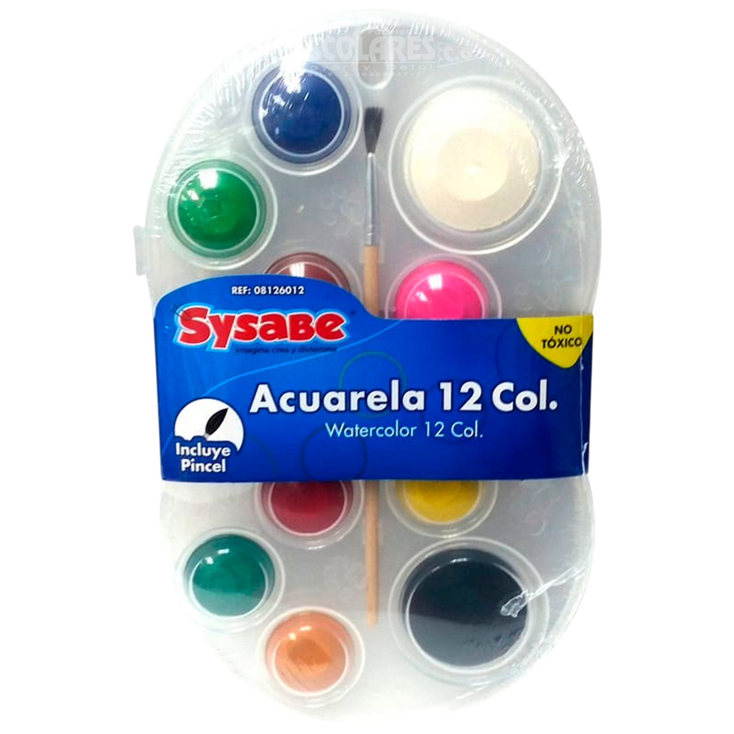 ACUARELA DE 12 UND CON PINCEL SYSABE