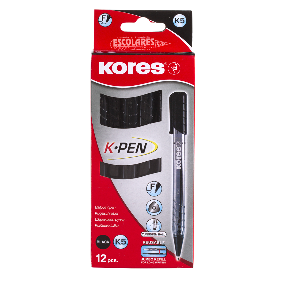 CAJA DE BOLÍGRAFOS RETRÁCTIL K6-M NEGRO
