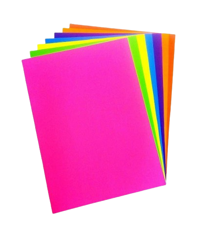CARTULINA FLUORESCENTE AMARILLA, AZUL, FUCSIA, NARANJA Y VERDE