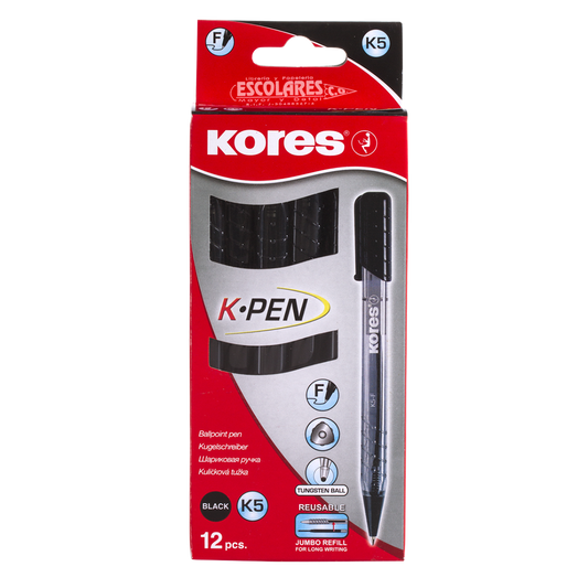 CAJA DE BOLÍGRAFOS RETRÁCTIL K6-M NEGRO