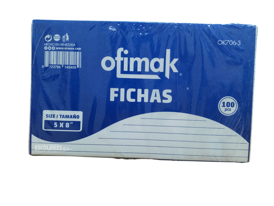 PAQUETE DE FICHAS OFIMAK 100 UND